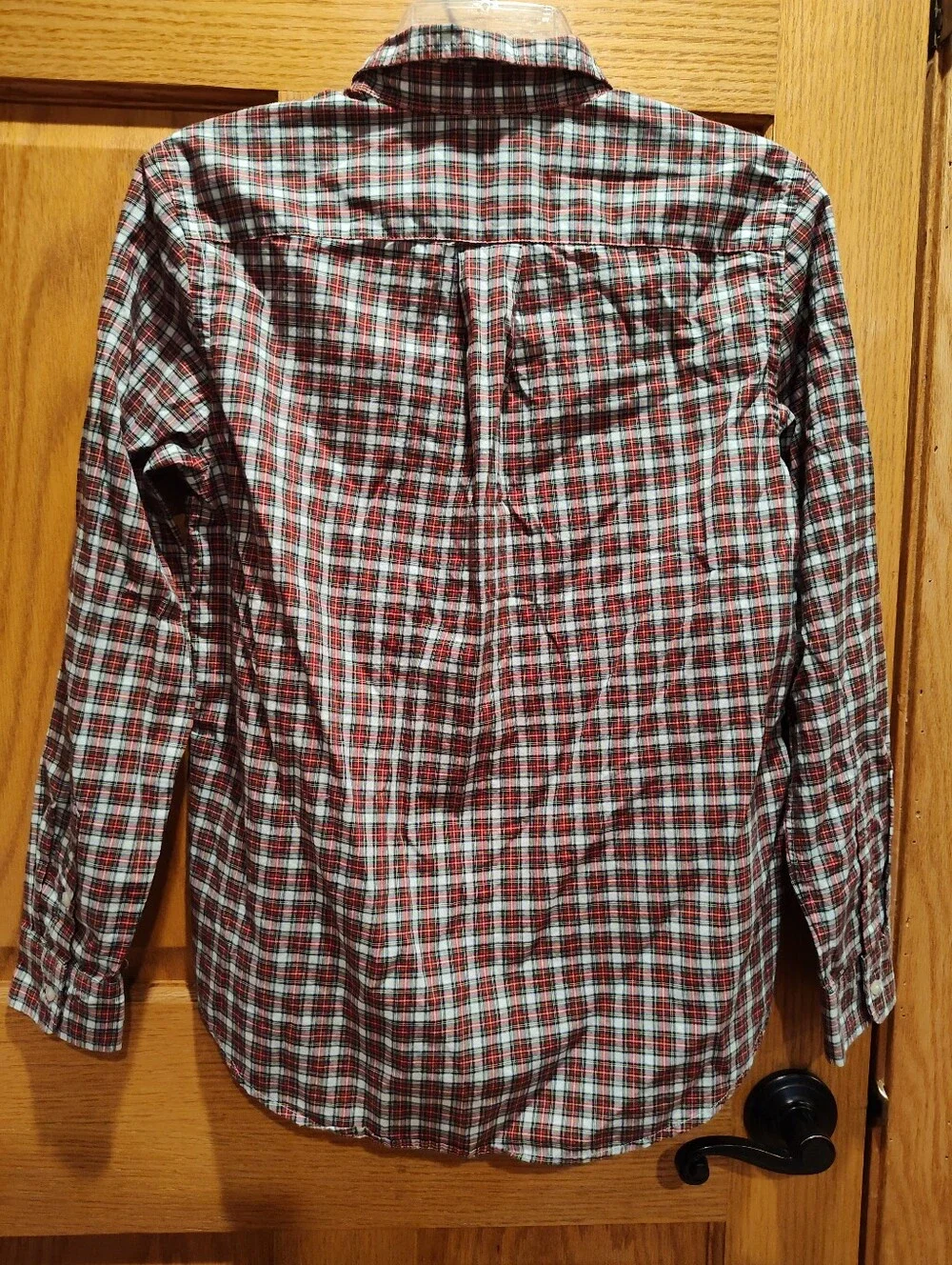 Ralph Lauren Boys Red and White Plaid Button-Down Shirt, Cotton, Stretch